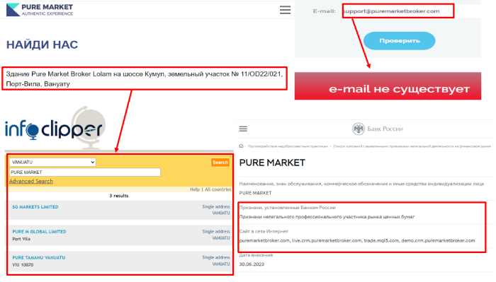 PURE MARKET (puremarketbroker.com) лжеброкер! Отзыв TellTrue