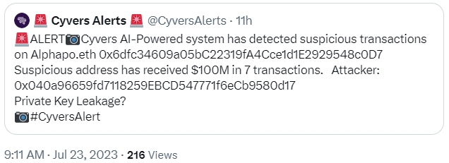 Злоумышленники украли у Alphapo свыше $23 млн в криптовалютах
